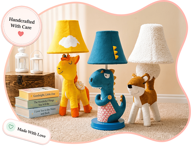 Kids lamps with giraffe, dog and checkered lamps